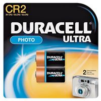 Duracell DLCR2B2PK 3V Lithium Manganese Dioxide CR2 Battery, 780 mAh