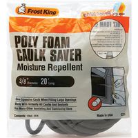 Frost King C21H Caulk Saver, 3/8 in Dia, 20 ft L, Polyfoam, Gray