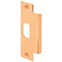 Defender Security Strike Plate, 4-7/8" L x 1-1/4" W, Steel, Brass Finish