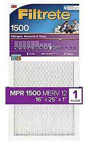 Filtrete Furnace Air Filter, 25" L x 16" W, 1-Pleat, MERV 12, MPR 12 (2001-4-HR)