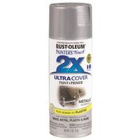 Rust-Oleum Painter's Touch 2X Ultra Cover Spray Paint, Satin Aluminum, 12 oz Aerosol Can