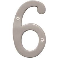 Hy-Ko Prestige Series 4" House Number 6, Nickel Solid Brass (BR-43SN/6)