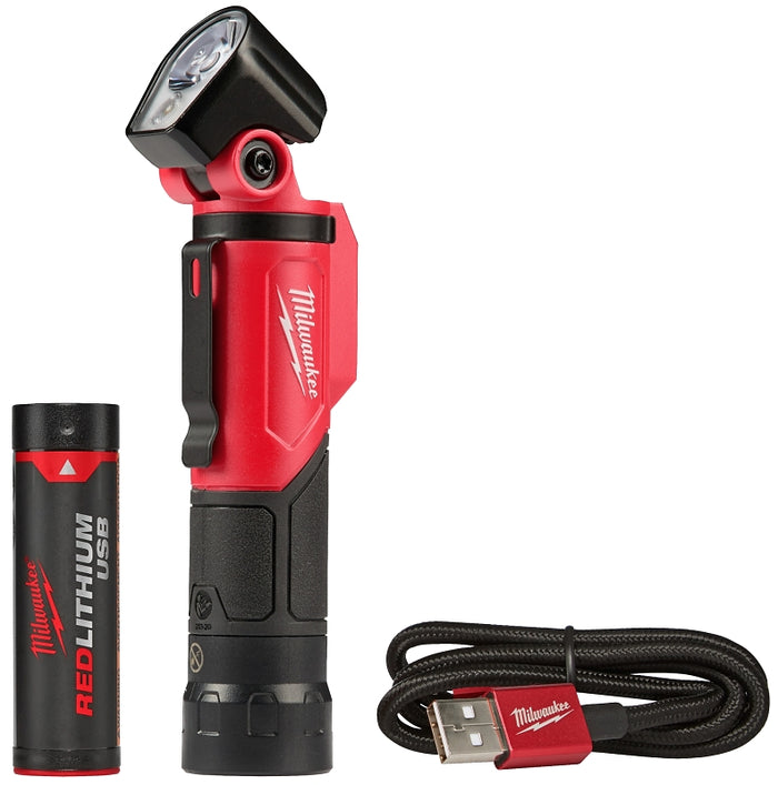 Milwaukee 2113-21 Pivoting Flashlight, 500 Lumens, Flood/Spot Beam, Black/Red