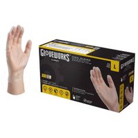 Gloveworks IVPF46100 Disposable Gloves, Large, Vinyl, Powder-Free, Clear