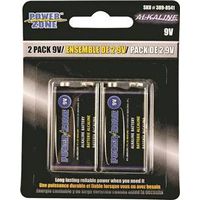 PowerZone 6LR61-2P-DB Battery, 9V Alk Battery, Zinc, Manganese Dioxide, Potassium Hydroxide 2PK