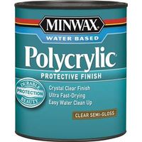 Minwax Polycrylic Waterbased Polyurethane, Semi-Gloss, Crystal Clear, 0.5 pt Can