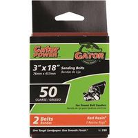 Gator Sanding Belt, 3" W x 18" L, 50 Grit, Coarse Aluminum Oxide Abrasive