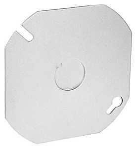 Southwire 54C6-UPC Flat Blank Cover, 4 in W, Octagonal, 1-Gang, Steel, Silver, Zinc-Plated