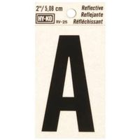 Hy-Ko Reflective Vinyl Letter 'A', 1.5 in W x 3 in H, Black (RV-25/A)