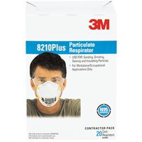 3M 8210PB1-A/8210+ Disposable Respirator, One Size, 95% Filter Efficiency, White