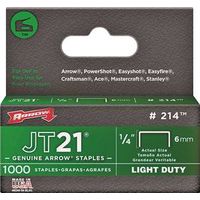 Arrow JT21 Series 214 Staple, 1/4 in W Crown, 1/4 in L Leg, 0.03 ga, 1000PK
