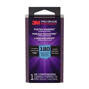 Pro Grade Precision Fast Sanding Block Sponge, 2.5" L x 4.5" W, 180 Grit, Fine