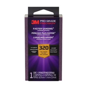 Pro Grade Precision Faster Sanding Block Sponge 320 Grit Extra Fine (FSB320-PGP-1T)