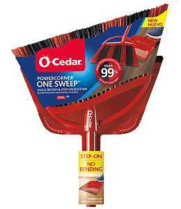O-Cedar PowerCorner Angle Broom with Dust Pan, 57 in L, Plastic Bristle, Black Bristle, Steel Handle