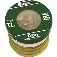Bussmann TL-25 Plug Fuse, 25 A, 125 V, 10 kA Interrupt, Time Delay Fuse, 4PK