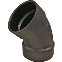 Thrifco Plumbing 1/8 Bend Pipe Elbow, 4 in, Hub, 45° Angle, ABS, Black