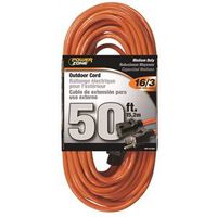 PowerZone OR501630 Extension Cord, 16 AWG Cable, 50 ft L, 5-15P/5-15R Grounded Plug/Receptacle