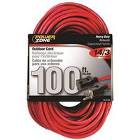 PowerZone OR514735/506735 100 ft Extension Cord, 14 AWG, 125 V, Red