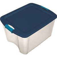 Sterilite Carry Tote, Plastic, Clear, 23-5/8 in L, 18-5/8 in W, 13-5/8 in H, True Blue