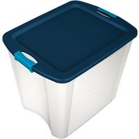 Sterilite Carry Tote, Plastic, Clear, 23-5/8 in L, 18-5/8 in W, 20-1/8 in H, True Blue