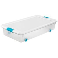 Sterilite 14988004 Latching Box, Clear/White, 33-7/8 in L, 18-3/4 in W, 7 in H