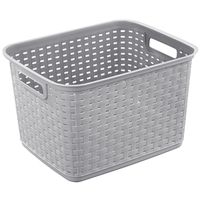 Sterilite 12736A06 Tall Weave Basket, 1.8 Cu-Ft Capacity, Cement, Rectangle