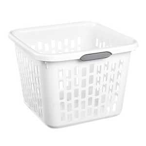 Sterilite Laundry Basket, 1.5 Bu, White, 19-1/4 in L x 18-1/2 in W x 13-1/2 in H
