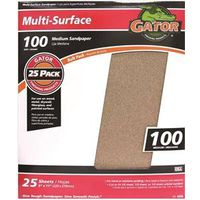 Gator 3264 Sanding Sheet, 11 in L x 9 in W, 100 Grit, Aluminum Oxide Abrasive, 25CT
