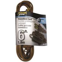 PowerZone OR670606 Extension Cord, 16 AWG, 6 ft, 125 V, Brown