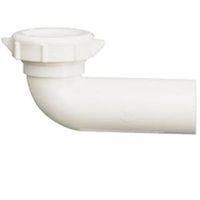 Plumb Pak Plastic Disposal Drain Elbow with Nut, White, Compatible with Waste King Disposers