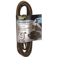 PowerZone OR670609 Extension Cord, 16 AWG, 9 ft L, 125 V, Brown