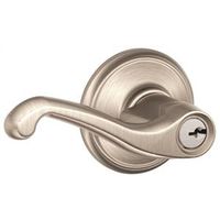 Schlage F Series Entry Lever Lock, Mechanical, Satin Nickel, Residential, Grade 2 (F51A VFLA619)