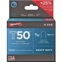 Arrow T50 Series 50924 Staple, 3/8 in W Crown, 9/16 in L Leg, 1250PK
