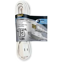 PowerZone OR660615 Extension Cord, 15 ft L, 16 AWG, 125 V, White