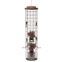 Perky-Pet Squirrel-Be-Gone SBG100 Wild Bird Feeder, 26 in H, Cylinder, Metal, Red, Powder-Coated