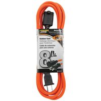 PowerZone OR481608 Outdoor Extension Cord, 16 AWG, 8 ft, Orange Sheath