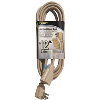 PowerZone OR681512 Extension Cord, SPT-3, Vinyl, Beige, 12' 14/3BGE Appl Cord
