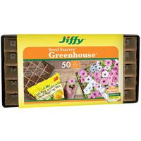 Jiffy TS50HST-16 Peat Strip Greenhouse, 22 in L Tray, 11 in W Tray, 50-Cell, Plastic