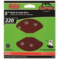 Gator 5" Sanding Discs, 220 Grit, Extra Fine, Aluminum Oxide, Vented, 5 Pack