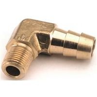 Anderson Metals 129E Series Brass Hose Elbow, 3/8" Barb to 1/4" MPT