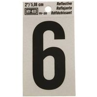 Hy-Ko Reflective Sign, 6" Black Character on Silver Background, Vinyl (RV-25/6)