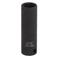 Vulcan MT6580114 Deep Impact Socket, 9/16 in, 3/8 in Drive, 6-Point, Chrome Molybdenum Steel