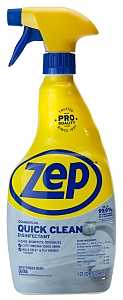 Zep Quick Clean Disinfectant, 32 oz, Liquid, Light Blue