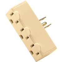 Eaton Wiring Devices BP1147V Outlet Adapter, 2-Pole, 15A, 125V, 3-Outlet, Ivory, NEMA 5-15R