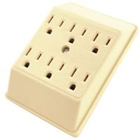 Eaton Wiring Devices C1146V 6-Outlet Wall Tap, 2-Pole, 15A, 125V, NEMA 5-15R, Ivory