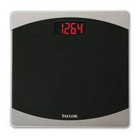 Taylor 7562 Bathroom Scale, 400 lb Capacity, LCD Display, Glass Housing Material, Black, 12 in OAW, 12 in OAD