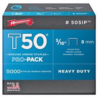 Arrow T50 Series Staples for ET50, ETC50, ETN50 Staplers, 3/8" W Crown, 5/16" L Leg