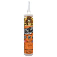 Gorilla 8050002 Silicone Sealant, Clear, 1 days Curing, -40 to 350 deg F, 10 oz Cartridge