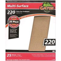 Gator 3260 Sanding Sheet, 11 In L, 9 In W, Extra Fine, 220 Grit, Aluminum Oxide Abrasive, 25CT