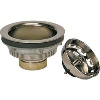 Plumb Pak K5435DSBN Sink Strainer, 4-1/2 in Dia, Brass, Brushed Nickel, Neoprene Stopper